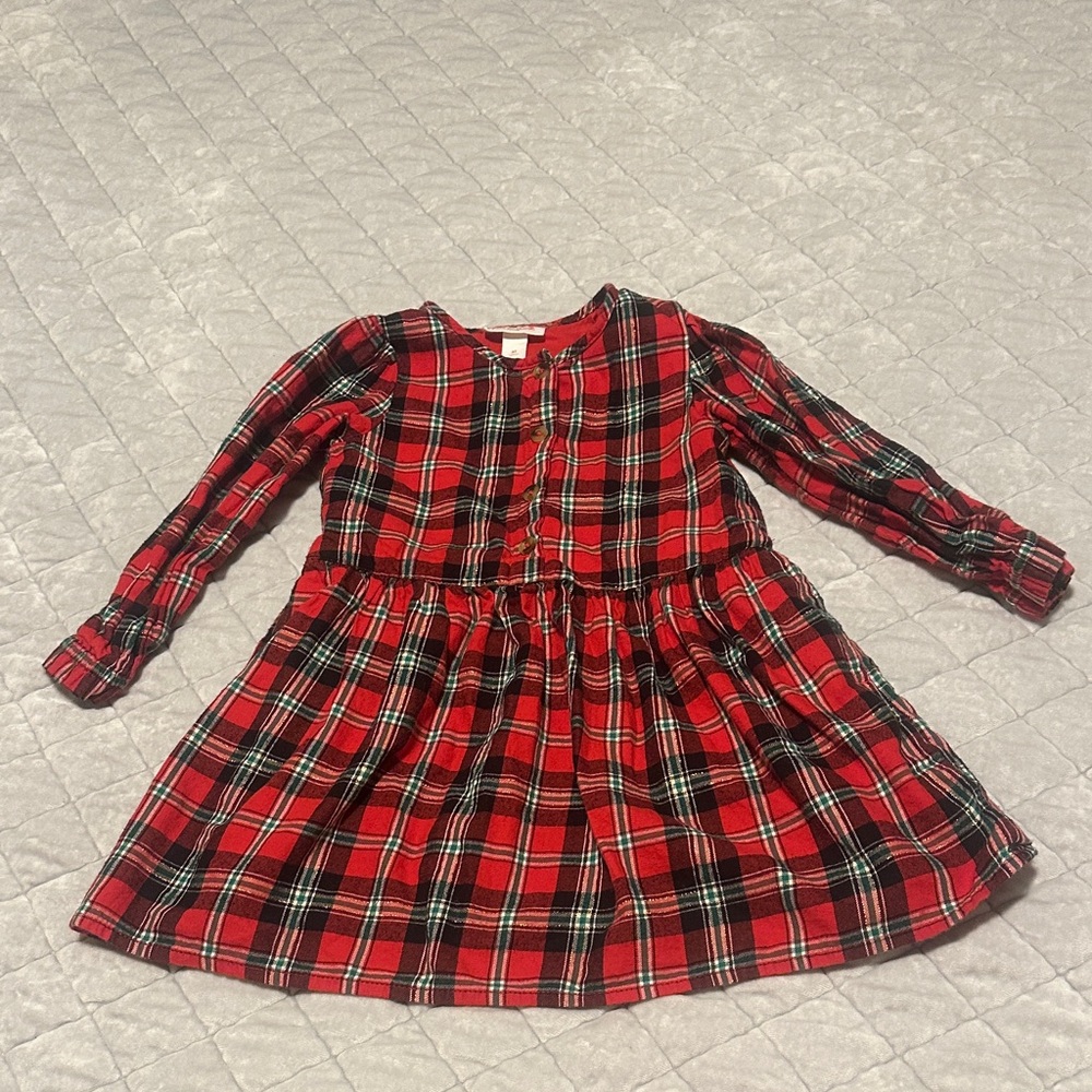 Cat & Jack Target red plaid long sleeve shirt‎ Christmas holiday toddler girl 3T